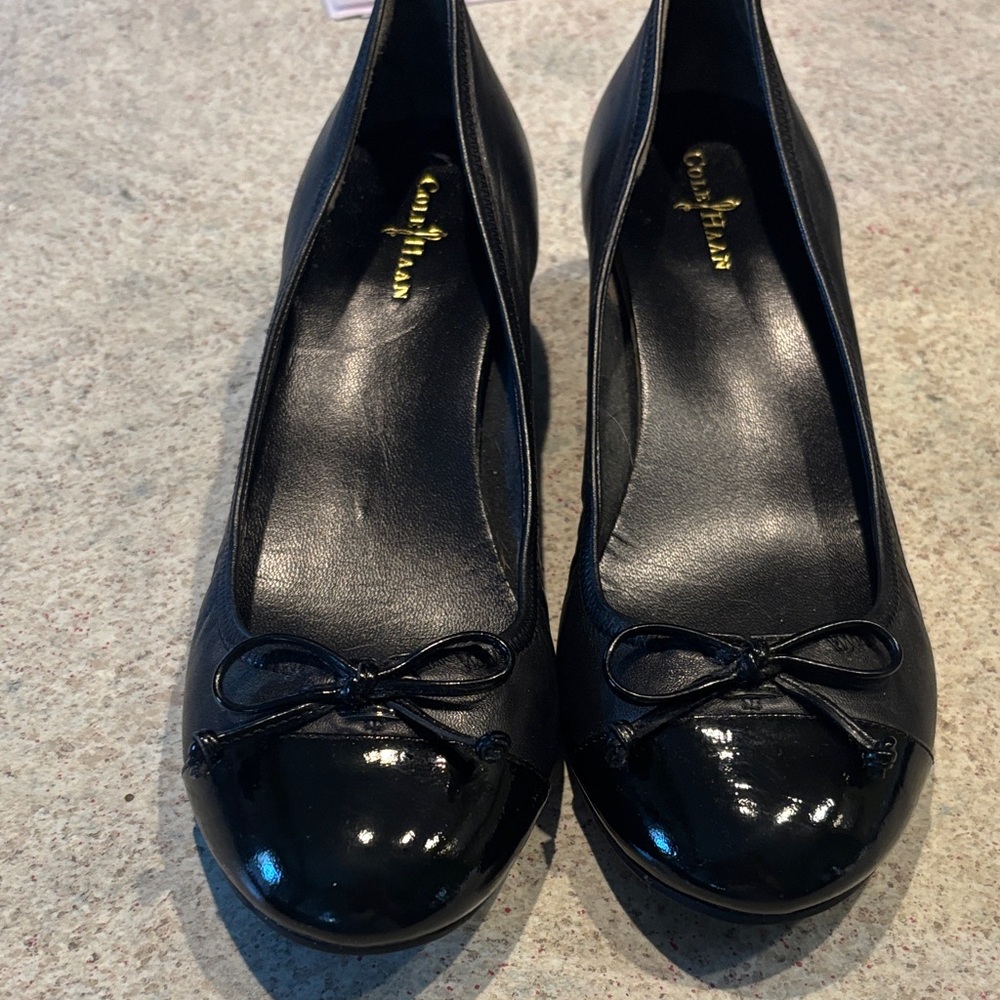 Cole Haan Black Patent Leather Heels with Bow